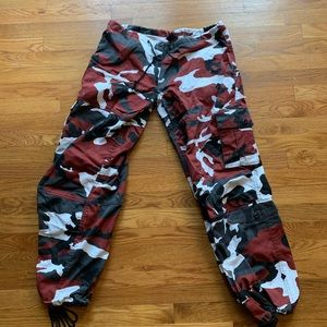 Red Black and White Cargo Pants
